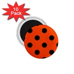Polka Dots - Black on Tangelo Orange 1.75  Magnet (10 pack)
