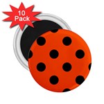 Polka Dots - Black on Tangelo Orange 2.25  Magnet (10 pack)