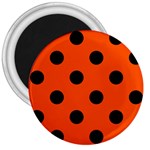 Polka Dots - Black on Tangelo Orange 3  Magnet