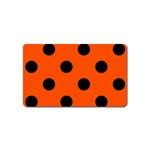 Polka Dots - Black on Tangelo Orange Magnet (Name Card)