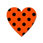 Polka Dots - Black on Tangelo Orange Magnet (Heart)