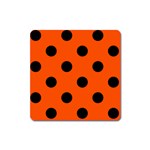Polka Dots - Black on Tangelo Orange Magnet (Square)