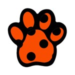 Polka Dots - Black on Tangelo Orange Magnet (Paw Print)