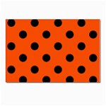 Polka Dots - Black on Tangelo Orange Postcards 5  x 7  (Pkg of 10)