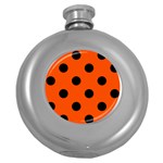 Polka Dots - Black on Tangelo Orange Hip Flask (5 oz)