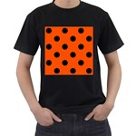 Polka Dots - Black on Tangelo Orange Men s T-Shirt (Black)