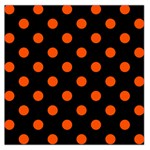 Polka Dots - Tangelo Orange on Black Large Satin Scarf (Square)