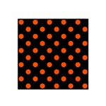 Polka Dots - Tangelo Orange on Black Satin Bandana Scarf