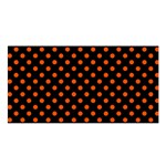 Polka Dots - Tangelo Orange on Black Satin Shawl