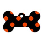 Polka Dots - Tangelo Orange on Black Dog Tag Bone (Two Sides)