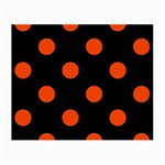 Polka Dots - Tangelo Orange on Black Small Glasses Cloth (2 Sides)