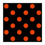 Polka Dots - Tangelo Orange on Black Medium Glasses Cloth (2 Sides)
