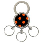 Polka Dots - Tangelo Orange on Black 3-Ring Key Chain