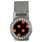 Polka Dots - Tangelo Orange on Black Money Clip (CZ)