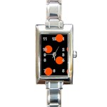 Polka Dots - Tangelo Orange on Black Rectangle Italian Charm Watch