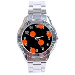 Polka Dots - Tangelo Orange on Black Stainless Steel Analogue Watch