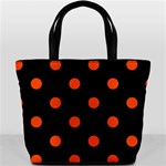 Polka Dots - Tangelo Orange on Black Bucket Bag