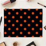 Polka Dots - Tangelo Orange on Black Cosmetic Bag (XL)