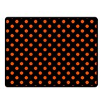 Polka Dots - Tangelo Orange on Black Fleece Blanket (Small) (One Side)
