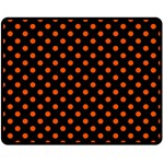 Polka Dots - Tangelo Orange on Black Double Sided Fleece Blanket (Medium) (Two Sides)