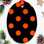 Polka Dots - Tangelo Orange on Black Ornament (Oval)