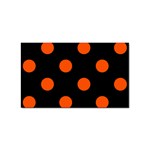 Polka Dots - Tangelo Orange on Black Sticker (Rectangular)