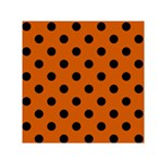 Polka Dots - Black on Burnt Orange Small Satin Scarf  (Square)