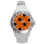 Polka Dots - Black on Burnt Orange Round Plastic Sport Watch (L)