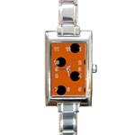 Polka Dots - Black on Burnt Orange Rectangle Italian Charm Watch