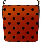 Polka Dots - Black on Burnt Orange Flap Closure Messenger Bag (S)