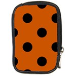 Polka Dots - Black on Burnt Orange Compact Camera Leather Case