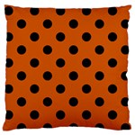 Polka Dots - Black on Burnt Orange Large Flano Cushion Case (Two Sides)
