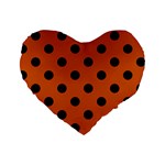 Polka Dots - Black on Burnt Orange Standard 16  Premium Heart Shape Cushion