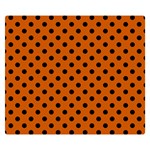 Polka Dots - Black on Burnt Orange Double Sided Flano Blanket (Small)