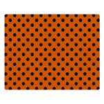 Polka Dots - Black on Burnt Orange Double Sided Flano Blanket (Large)