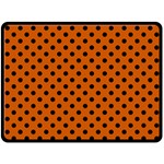Polka Dots - Black on Burnt Orange Double Sided Fleece Blanket (Large) (Two Sides)
