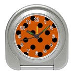 Polka Dots - Black on Burnt Orange Desk Alarm Clock