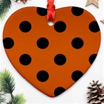 Polka Dots - Black on Burnt Orange Heart Ornament (Two Sides)