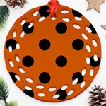 Polka Dots - Black on Burnt Orange Ornament (Round Filigree)