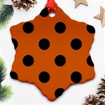 Polka Dots - Black on Burnt Orange Snowflake Ornament (Two Sides)