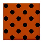 Polka Dots - Black on Burnt Orange Tile Coaster