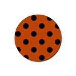 Polka Dots - Black on Burnt Orange Rubber Coaster (Round)