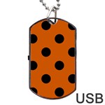 Polka Dots - Black on Burnt Orange Dog Tag USB Flash (One Side)