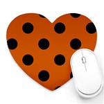 Polka Dots - Black on Burnt Orange Heart Mousepad