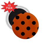 Polka Dots - Black on Burnt Orange 2.25  Magnet (10 pack)