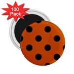 Polka Dots - Black on Burnt Orange 2.25  Magnet (100 pack)