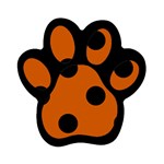 Polka Dots - Black on Burnt Orange Magnet (Paw Print)
