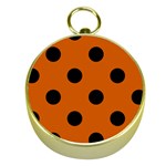 Polka Dots - Black on Burnt Orange Gold Compass