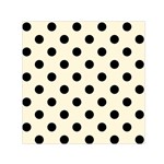 Polka Dots - Black on Cornsilk Yellow Small Satin Scarf  (Square)