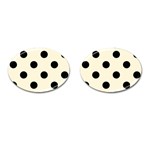 Polka Dots - Black on Cornsilk Yellow Cufflinks (Oval)